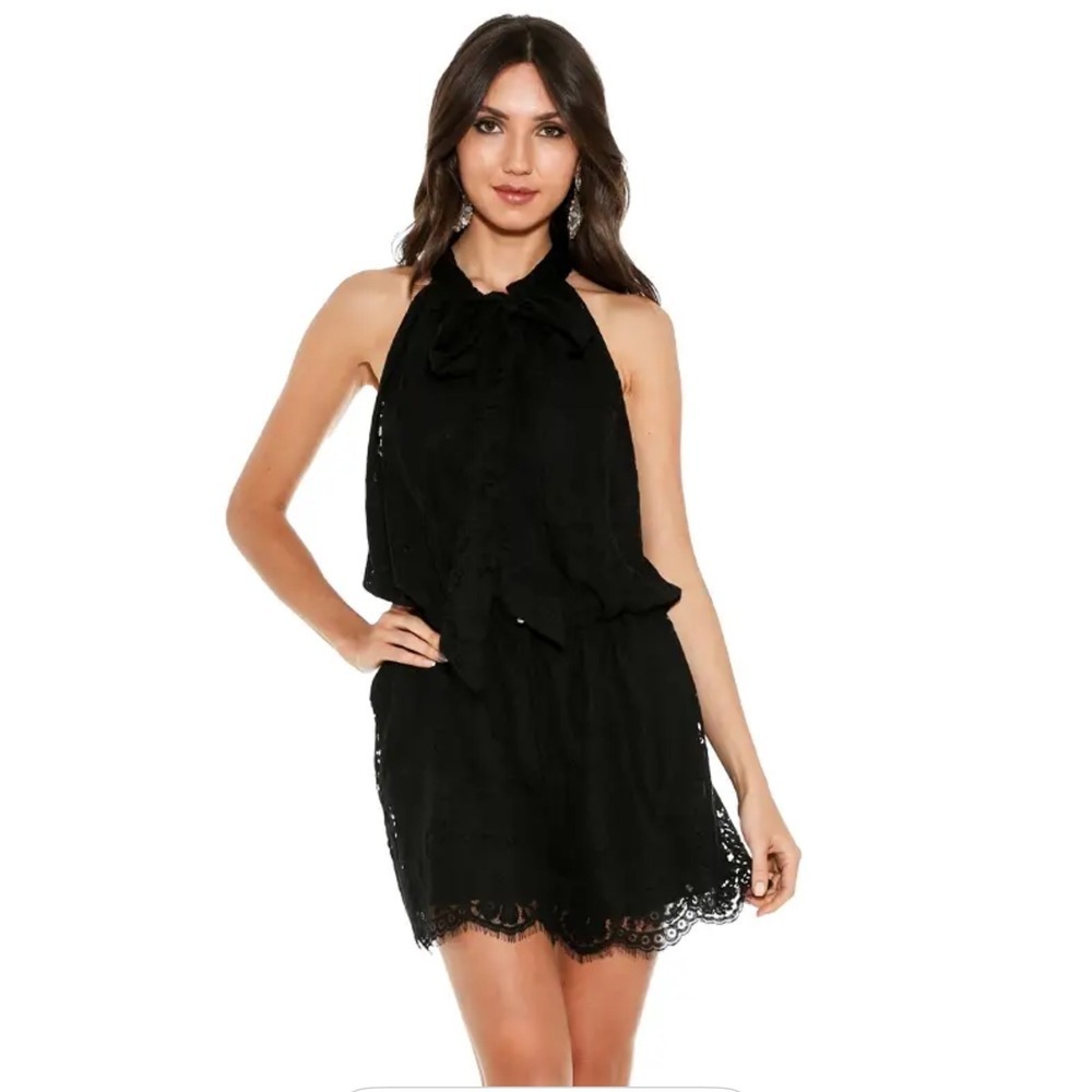 LOVER the Label Black Lace Romper Halter Neck‎ Tie Sleeveless Size 14/10